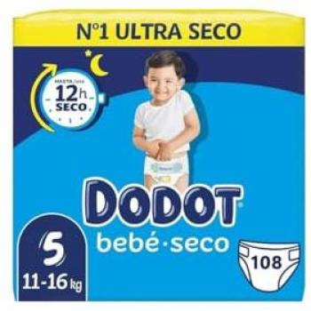 Pañales Dodot Bebé-Seco Talla 5 Extra Absorción (11-16 kg) - Pack 108 Uds