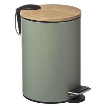 Papelera de baño con Tapa de Madera 3L - Cubo de Basura para baño con Tapa y Pedal Cierre silencioso