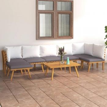 8-Piece Garden Lounge Set with Cushions in Solid Acacia Wood