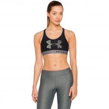 Under Armour Armour Mid Keyhole Big Logo Sujetador Deportivo, Mujer, Negro