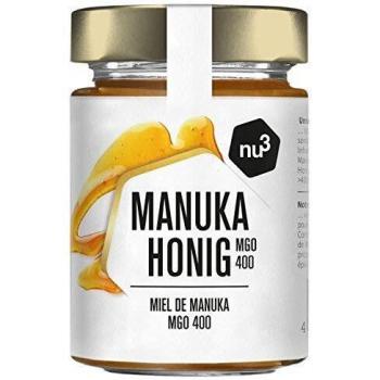 nu3 Miel de Manuka - Miel pura 100% original de Nueva Zelanda - Tarro de vidrio con 250g 400+ MGO - Centrifugada en frío para preservar los nutrientes naturales – Producto original ecológico