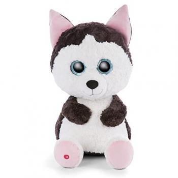Glubschis - Peluche Husky Barkley 45 cm, ojos grandes y brillantes, color negro/blanco, esponjoso y tierno