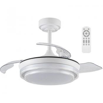 Ventilador de Techo Retráctil LED Mesina Mini Blanco 46W con Control de Temperatura y Temporizador