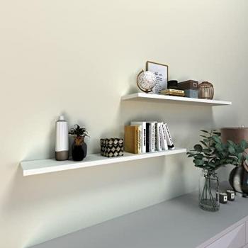 Estante de Pared Blanco 110x20x2.5 cm Madera FSC® con Herraje Oculto, Carga hasta 25 Kg
