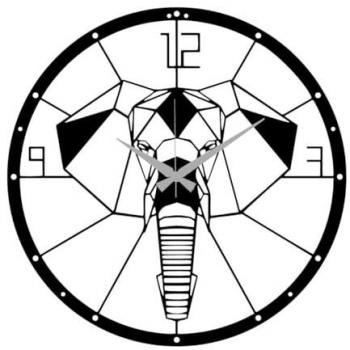 Reloj de Pared Elefante de Metal Negro 50x0,15x50 cm - Epikasa