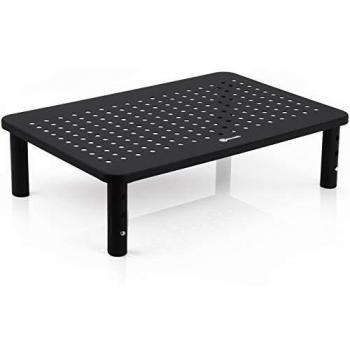 Soporte para Monitor de PC Metal Negro Alta Calidad con Diseño Compacto y Altura Ajustable 10-14 cm, Carga Máxima 20kg
