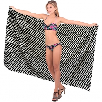 Vestido Pareo de Playa La Leela Anthemion para Mujer en Negro con Estampado Floral