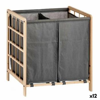 Cesto para la Ropa Sucia Marrón Gris Madera 30 L x 2, dimensiones 33 x 60 x 59,5 cm, paquete de 12 unidades
