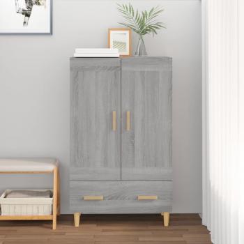Aparador alto de madera contrachapada 70x31x115 cm, Mueble de Almacenaje de Salón, Buffet para salón Moderno, Armario Auxiliar, Armario de Almacenamiento en color gris Sonoma