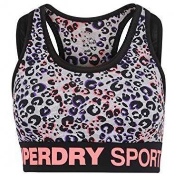 Superdry Active Layer Bra Sujetador, Lola Leopard Coral Estampado, 38 para Mujer