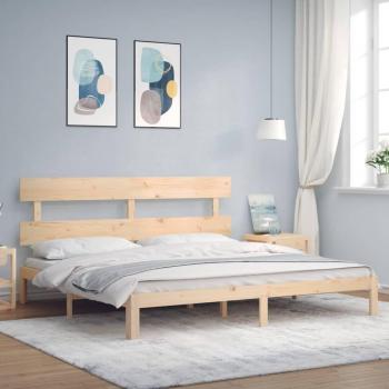 Cama de matrimonio Super King Size con cabecero de madera maciza Blindpiece Vidaxl Marrón