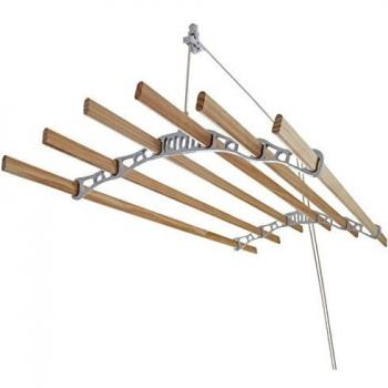 Tendedero de Techo MonsterShop con Sistema de Polea y 6 Listones - Blanco - 1.4m