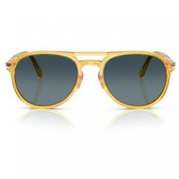 Persol Unisex PO3235S EL PROFESOR SERGIO 204/S3 Polarized Pilot Sunglasses Acetate Yellow Blue Shaded 55mm