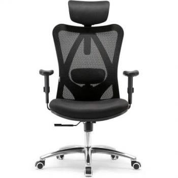 SIHOO Silla Ergonómica de Oficina, Silla de Escritorio con Soporte Lumbar Ajustables, Reposacabezas y Apoyabrazos, Malla Giratoria, Mecanismo de Inclinación, Carga máxima de 150 kg/ 330LB