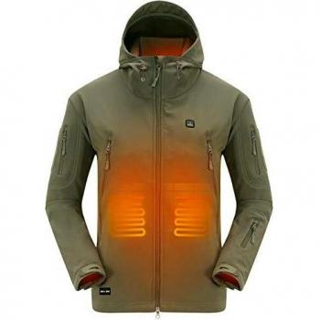 DEWBU Chaqueta Calefactable con 7.4v Batería Softsell Impermeable Invierno para Actividades al Aire Libre