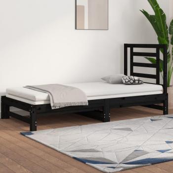 Sofá cama extraíble negro 2x(90x200) cm madera maciza de pino Vidaxl