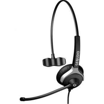 Auriculares Monoaurales con Cable Gequdio WA9003 para Oficina y Centro de Llamadas, Color Negro