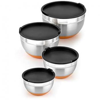 Set de 4 Boles de Acero Inoxidable Bra Efficient con Tapa (12-16-20-24 cm)