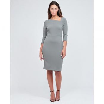 Calvin Klein - Vestido entallado de manga francesa y cuello barco