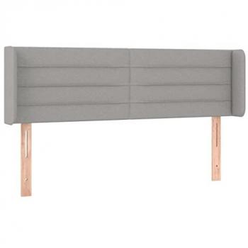 Cabecero de tela gris claro con orejas 147x16x78/88 cm