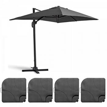Parasol Desplazado 2x3 m con 4 Losas de Relleno en Aluminio Gris