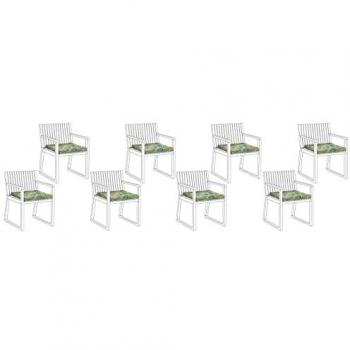 Conjunto de 8 cojines de asiento para sillas de jardín con patrón de hojas verdes, tejido resistente al agua y fundas removibles