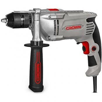 Crown CT10130C Taladro Percutor, 810 W, Gris y Negro