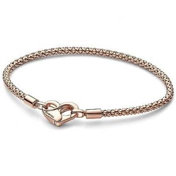 Brazalete de Cadena con Tachuelas en Oro Rosa 14K - 21 cm - Pandora Moments