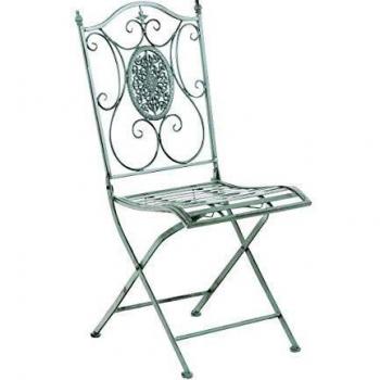 Silla de exterior plegable en metal verde antiguo CLP Sibell
