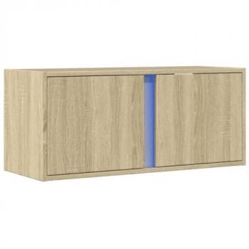 Mueble de TV de pared con luces LED roble Sonoma 80x31x35 cm, Mueble de TV suspendido, Mueble de TV montado en la Pared, Soporte de TV Flotante