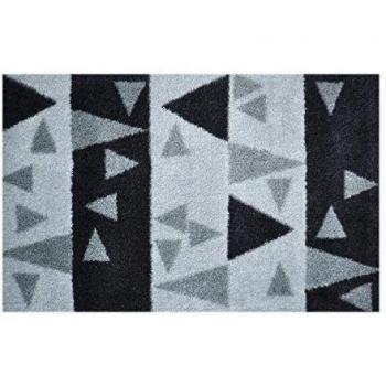 Alfombrilla Lifestyle 100215 Triángulos, Felpudo Antideslizante y Lavable, Ideal para la Entrada, el Armario o la Cocina, 50 x 75 cm, Negro/Gris