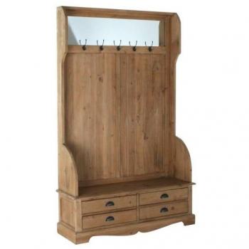 Recibidor DKD Home Decor Marrón Negro Multicolor Madera Pino Espejo 124 x 40 x 200 cm