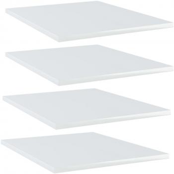 High Gloss White Bookshelf Boards Set of 4, Engineered Wood, 40x50x1.5 cm