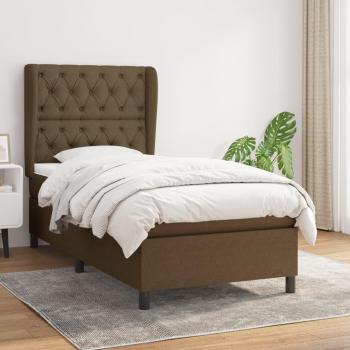 Cama box spring con colchón tela marrón oscuro 80x200 cm Vidaxl Marrón