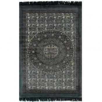 vidaXL Alfombra Algodón Kilim 160x230cm Estampado Gris Decoración Casa Hogar