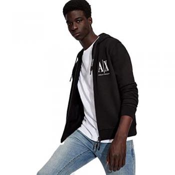 Armani Exchange Men's Stylish Black Sweatshirt with Unique Design, Size XS