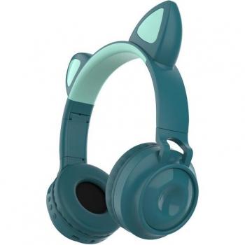 Auriculares Inalámbricos Oreja de Gato Bluetooth 5.0 con Cancelación de Ruido y LED, Soporte para Tarjeta TF y Micrófono 3.5mm para Niños y Niñas