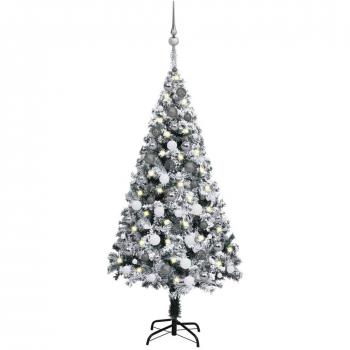 Árbol de Navidad artificial con luces LEDs y bolas verde 120 cm