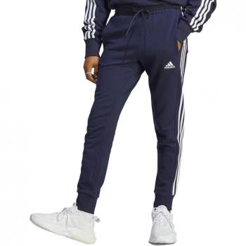 Adidas Essentials French Terry Tapered Cuff 3-Stripes Pantalón De Entrenamiento Hombres - Azul Oscuro, Blanco
