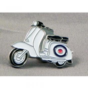 Broche de metal esmaltado Mainly Metal en forma de scooter Lambretta con blanco estilo MOD