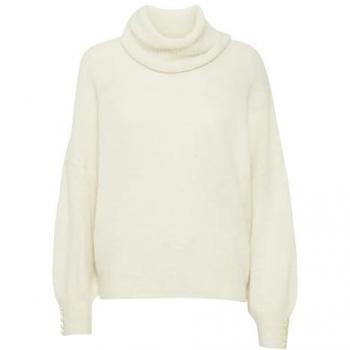 ICHI Women's Cloud Dancer Comfort Fit Roll Neck Pullover - White - Medium