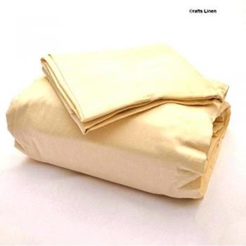 Crafts lino algodón egipcio satén de 400-thread-count Super suave 4 piezas Juego de sábanas, Ivory Solid, 160X210 Cm