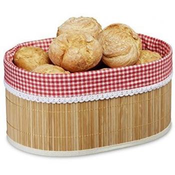 Cesta para Pan de Bambú Relaxdays, 16.5 x 33.5 x 23.5 cm, con Inserto, Color Marrón Natural