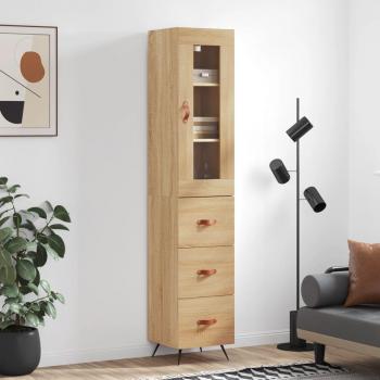 Aparador de madera contrachapada roble Sonoma 34,5x34x180 cm Marrón