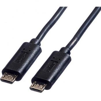 Cable de Carga USB 2.0 Micro B a Micro B, Macho/Macho, 0.3m, Negro
