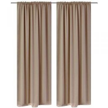 vidaXL 2 Cortinas oscuras con jaretas, Color Blanco Crema Blackout 135 x 245 cm