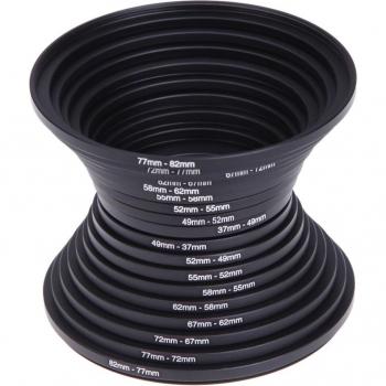 Juego de 18 Anillos Adaptadores Metálicos para Filtros de Lente de Cámara DSLR 37-82mm y 82-37mm