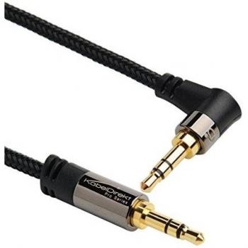 KabelDirekt PRO Series - Cable jack audio/estéreo / 3,5 mm a 3,5 mm / 1 x clavija angular de 90 grados, 1m