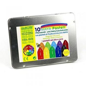 okoNorm ökoNORM (Oekonorm) Nawaro - Tizas de aceite pastel maya, 10 colores en caja de metal, multicolor, talla única