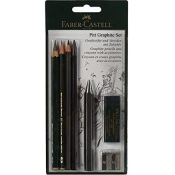 Faber-Castell Pitt Graphite Set con Lápices de Grafito y Accesorios, Blister de 7 Piezas